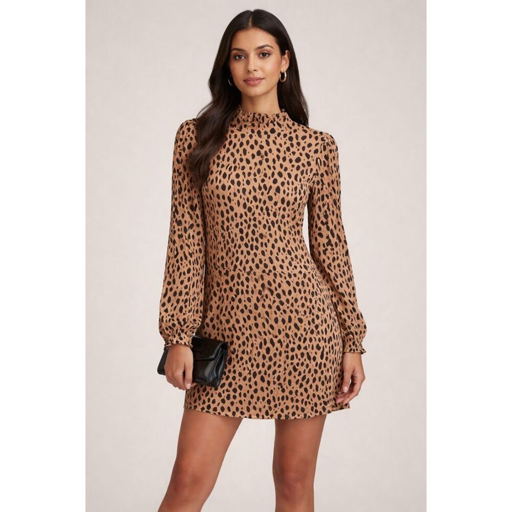 NWT NEW REFORMATION Lewis Bobcat Mini‎ Dress Tan Sz 12